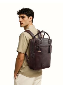 Hidesign - Genuine Leather Mens Backpack - Dark Brown