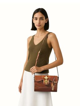 Hidesign - Genuine Leather Women's Sling Bag With Detachable Strap - Tan