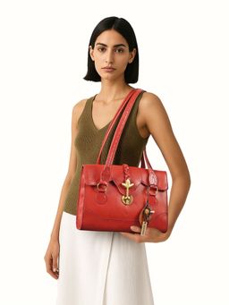 Hidesign - Genuine Leather Women's Tote Bag - Red