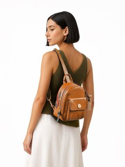 Hidesign - Genuine Leather Women's Crossbody Bag - Tan