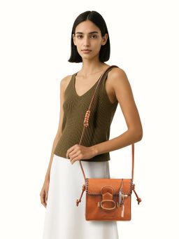 Hidesign - Genuine Leather Women's Sling Bag With Detachable Strap - Tangerine