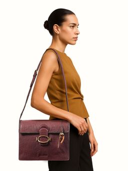 Hidesign - Genuine Leather Women's Crossbody Sling Bag With Detachable Strap - Marsala