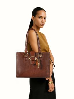 Hidesign - Genuine Leather Women's Tote Bag - Tan