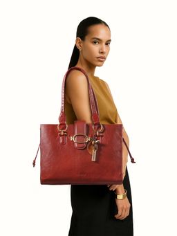 Hidesign - Genuine Leather Women's Tote Bag - Red
