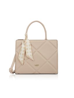 Lavie Luxe - Womens Quare Satchel Bag With Detachable Strap - Beige