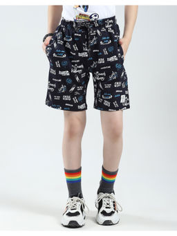 Monte Carlo - Boys Navy Blue Printed Regular Fit Shorts
