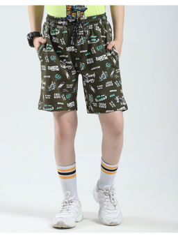 Monte Carlo - Boys Olive Printed Regular Fit Shorts