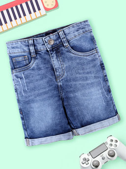 KiddoPanti - Boys Blue Fashion Denim Rollup Shorts