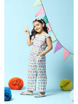 Biba - Girls White Viscose Straight Jumpsuit