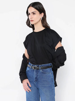RAREISM - Women Cors Primary Black Relaxed T-Shirt