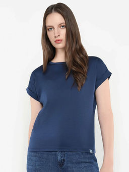 RAREISM - Women Cors Primary Navy Blue Relaxed T-Shirt