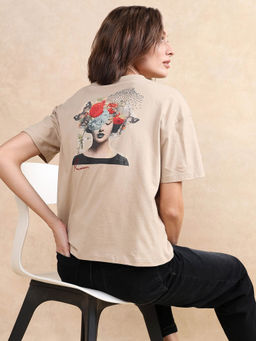 RAREISM - Women Ladio Primary Khaki Relaxed T-Shirt