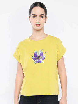 RAREISM - Women Lefo Flouroscent Yellow Relaxed T-Shirt