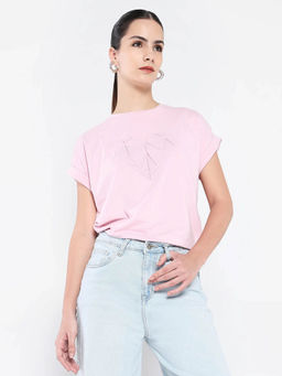 RAREISM - Women Moxie Light Pink Relaxed T-Shirt