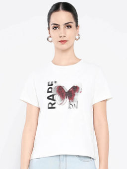 RAREISM - Women Zenon Primary Off White Regular T-Shirt