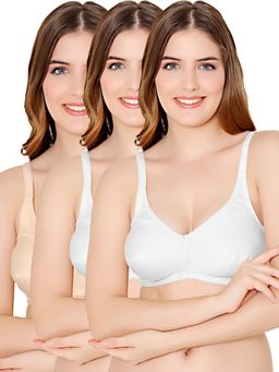 Bodycare - Cotton White, Skin Color Bra 1585WSW (Pack of 3)