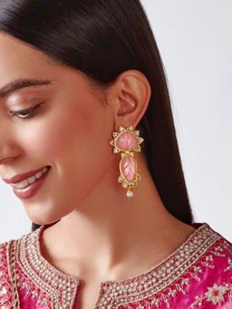 Johori - Handcrafted Pink Craving Stone Earring