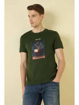 Allen Solly - Men Green Cotton Regular Fit T-Shirt