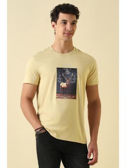 Allen Solly - Men Yellow Cotton Regular Fit T-Shirt