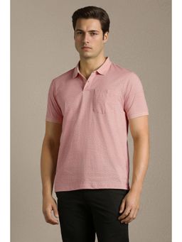 Louis Philippe - Men Pink Cotton Regular Fit Polo T-Shirt