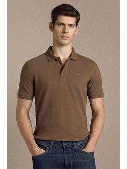 Louis Philippe - Men Brown Cotton Slim Fit Polo T-Shirt