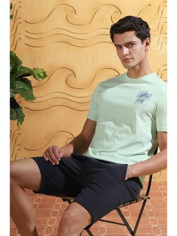 Peter England - Men Green Cotton Blend Regular Fit T-Shirt