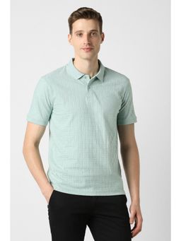 Peter England - Men Green Cotton Blend Regular Fit Polo T-Shirt
