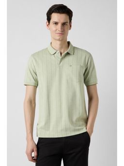 Peter England - Men Olive Cotton Blend Regular Fit Polo T-Shirt
