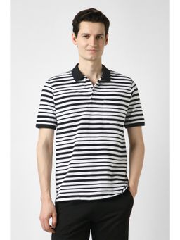 Peter England - Men White Cotton Regular Fit Polo T-Shirt