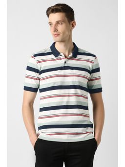 Peter England - Men Multi-Color Cotton Regular Fit Polo T-Shirt