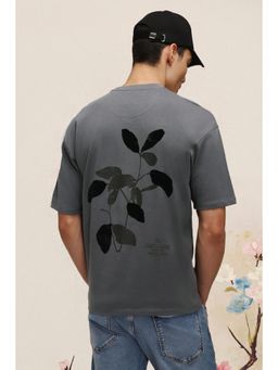 Peter England - Men Grey Cotton Blend Regular Fit T-Shirt