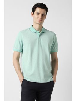 Peter England - Men Green Cotton Blend Regular Fit Polo T-Shirt