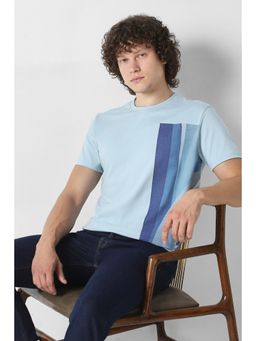 Van Heusen - Men Blue Cotton Blend Regular Fit T-Shirt