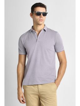 Van Heusen - Men Purple Cotton Blend Regular Fit Polo T-Shirt