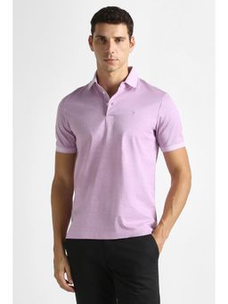 Van Heusen - Men Purple Cotton Slim Fit Polo T-Shirt
