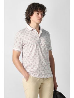 Van Heusen - Men White Cotton Slim Fit Polo T-Shirt