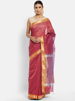 Fabindia - Cotton Silk Maheshwari Woven Sari without Blouse