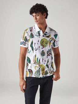 Levi's - Men White Printed Slim Fit Polo T-shirt