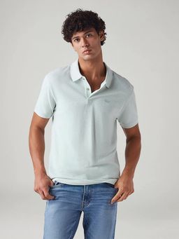 Levi's - Men Sea Green Solid Slim Fit Linen Polo T-shirt
