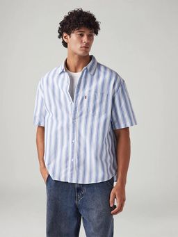 Levi's - Men Blue Striped Relaxed Fit Oxford Shirt