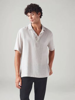 Levi's - Men Grey Textured Relaxed Fit Linen Shirt