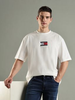 Tommy Hilfiger - Men Off White Relaxed Fit Cotton T-shirt