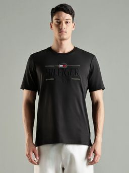 Tommy Hilfiger - Men Black Typography Regular Fit Cotton T-shirt