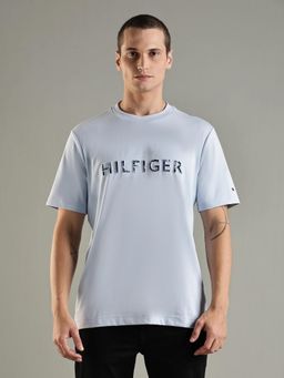 Tommy Hilfiger - Men Blue Typography Regular Fit Cotton T-shirt