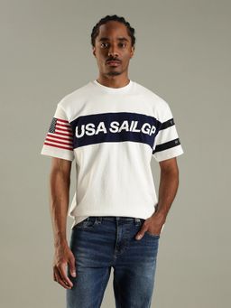 Tommy Hilfiger - Men Off White Typography Relaxed Fit Cotton T-shirt