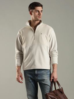 Tommy Hilfiger - Men Cream Solid Regular Fit Polyester Sweatshirt
