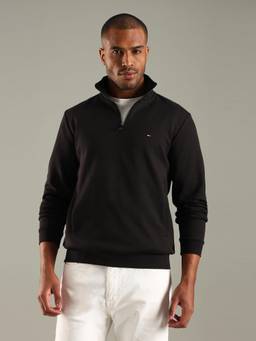 Tommy Hilfiger - Men Black Solid Regular Fit Cotton Sweatshirt