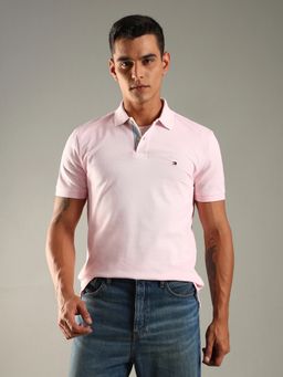 Tommy Hilfiger - Men Pink Solid Regular Fit Cotton Polo T-shirt