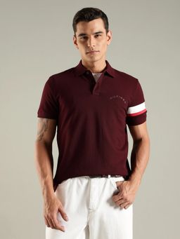 Tommy Hilfiger - Men Burgundy Regular Fit Cotton Polo T-shirt