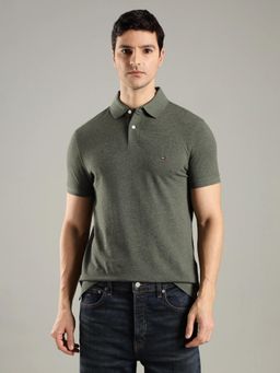 Tommy Hilfiger - Men Olive Solid Regular Fit Cotton Polo T-shirt